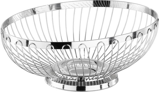 Foto: Ovale mand van roestvrij staal voor brood en fruit 28 x 21 x 9 5 cm