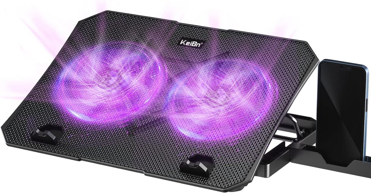 Laptop Cooling Pad met 2 Ventilatoren voor 10-15,6 Inch Laptops - Ergonomisch & Draagbaar