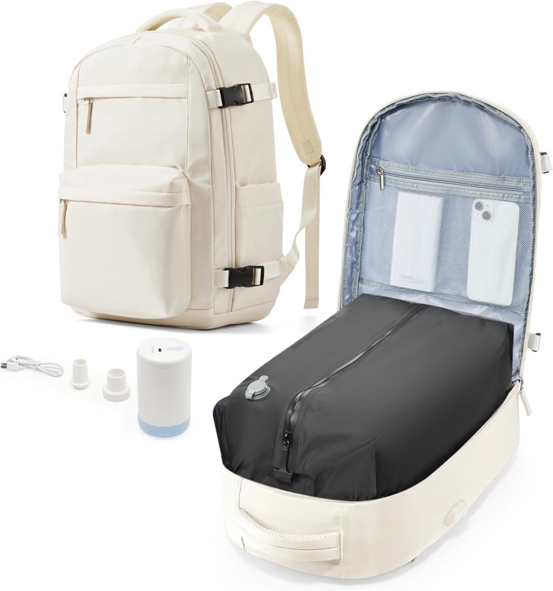 Vacuüm Rugzak 35L - Compacte Handbagage Reistas met Vakuümsysteem