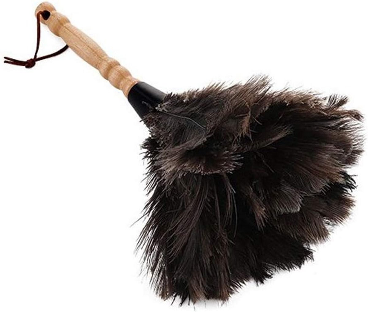 Stofdoek met Bamboegreep en Struisvogelveren - 32 cm
