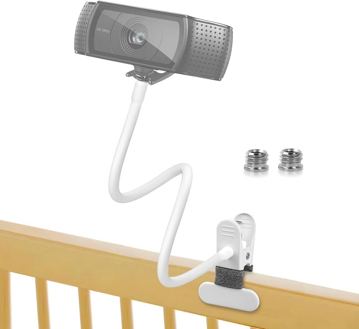 Universele Webcamhouder met Flexibele Zwanenhals en Adapters voor Mobiele Apparaten