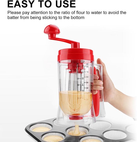 Handmatige Beslagmixer voor Cupcakes, Pannenkoeken, Wafels en Taarten - ABS Materiaal, Duurzaam Beslagapparaat — afbeelding 2