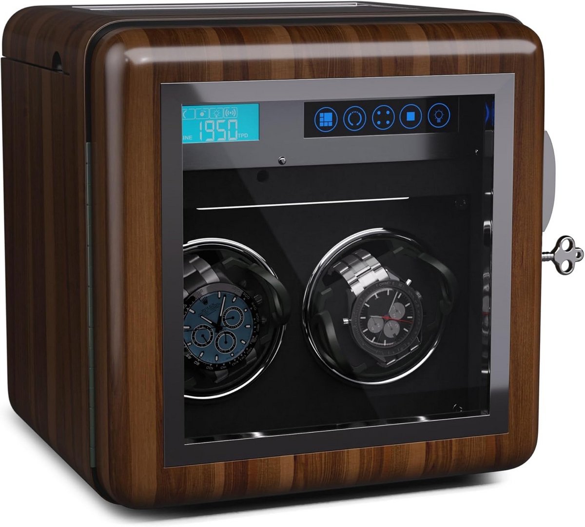 Opwindapparaat voor Automatische Horloges voor 2 Stuks met Blauwe LED Verlichting