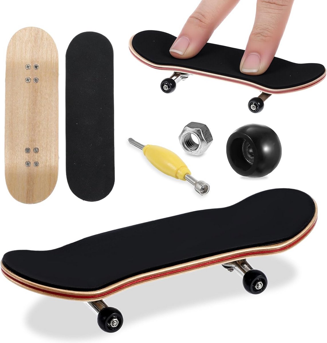 Professioneel Vinger Skateboard van Esdoornhout voor Oefenen en Plezier Bruin