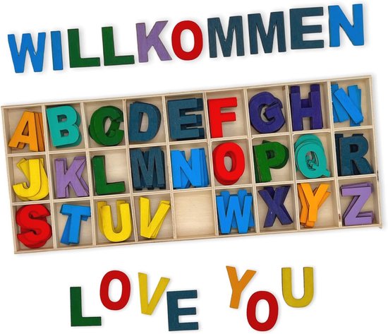 Houten letters en cijfers 144-delig wit