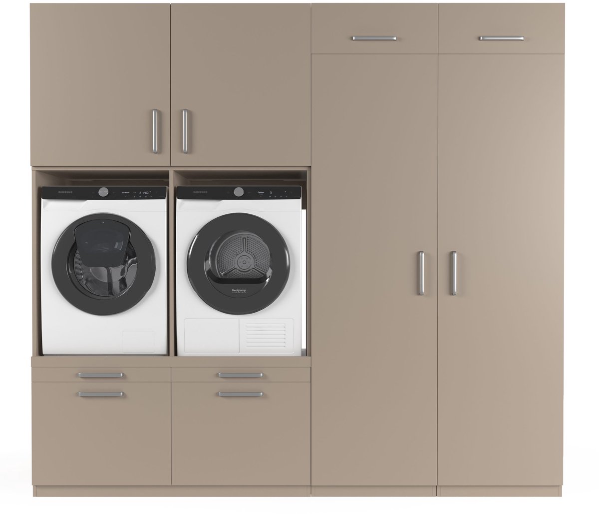 Wasophoogte® Wasmachine Kast Munich - Wasmachine verhoger - Wasmachine ombouw - 700(D)*2530(B)*2350(H) mm - Taupe