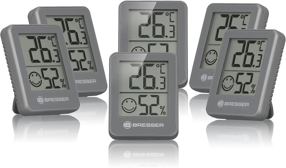 Set van 6 digitale thermometers en hygrometers voor binnenruimte