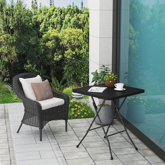 Inklapbare Tuintafel - Bijzettafel voor Buiten, Campingtafel, Bistrotafel, Zwart, 61 x 73 x 61 cm — afbeelding 5