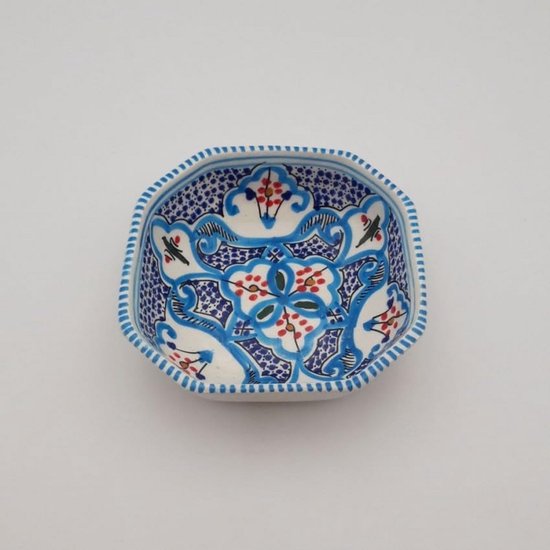 Foto: Zeshoekige ovenschaal turquoise handgemaakte marokkaanse serveerschaal 16 cm 