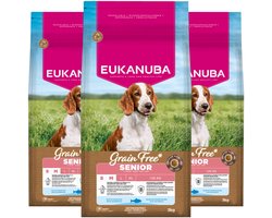Eukanuba Hondenvoer Droog Grain Free Small/Medium Senior Oceaanvis - 3 x 3 kg - Voordeelverpakking