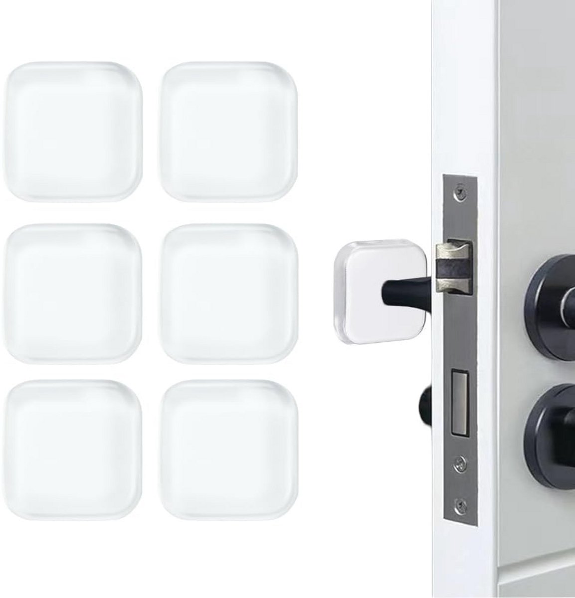 6 Pcs Zachte Rubber Deurklink Stoppers - Transparante Zelfklevende Meubelbeschermers voor Muren en Meubilair