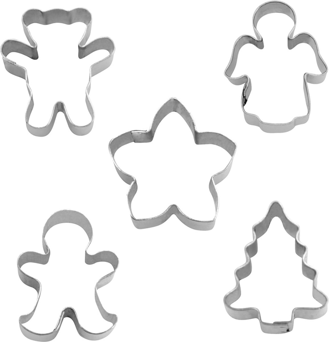 Mini Uitsteekvormpjes Kerst Koekjes Bakken Set Roestvrij Staal 5 Delig