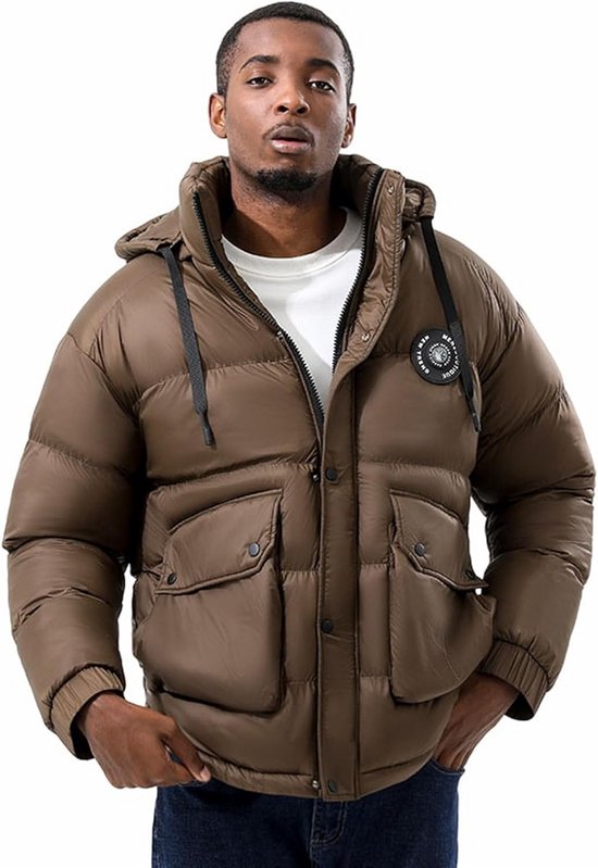 Warme Heren Puffer Jack met Fleece Voering en Capuchon - Dikke Winterjas