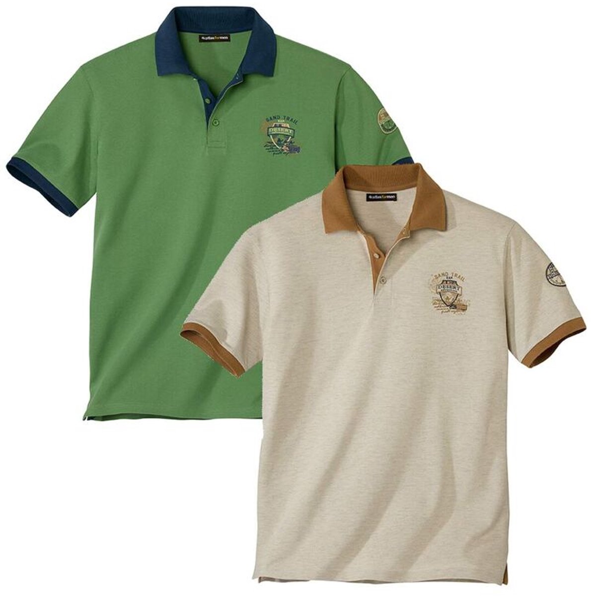 ATLAS FOR MEN - Set van 2 polo’s van piquéstof - Heren - Verkrijgbaar in grote maten - XXL