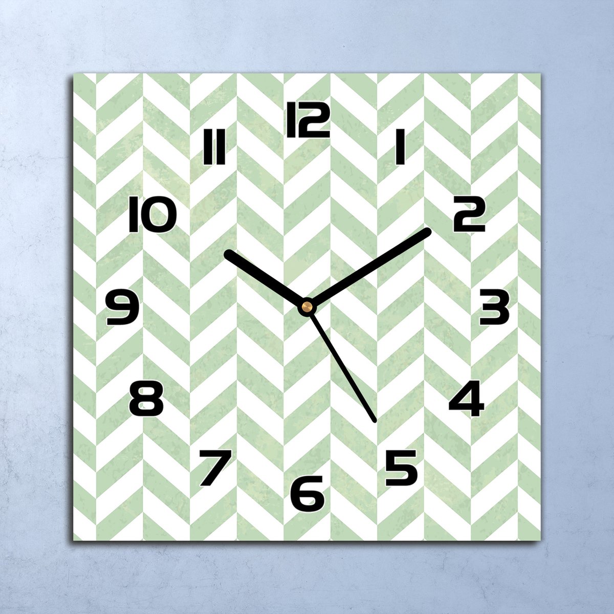 Coloray Wandklok - Zigzaglijnen Klok Glas - 30x30 cm - Blauw Wandklok - Wandklok Vierkant - Wandklok Industrieel - Wandklok Keuken - Stille Wandklok