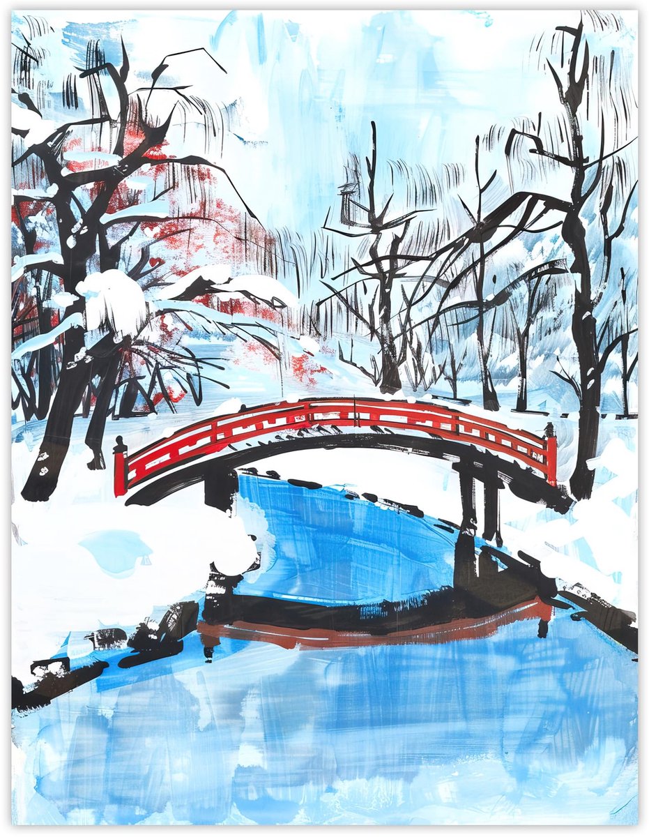 Unyqoos Grote wanddecoratie met Japans winterlandschap voor woonkamer of kantoor meerdere