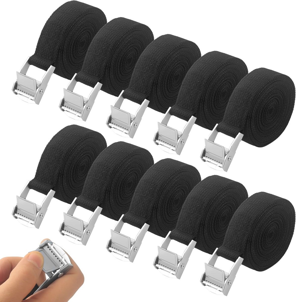Spanriem 10-delig 25 mm x 4 m met bevestigingsslot voor vrachtwagens en motorfietsen