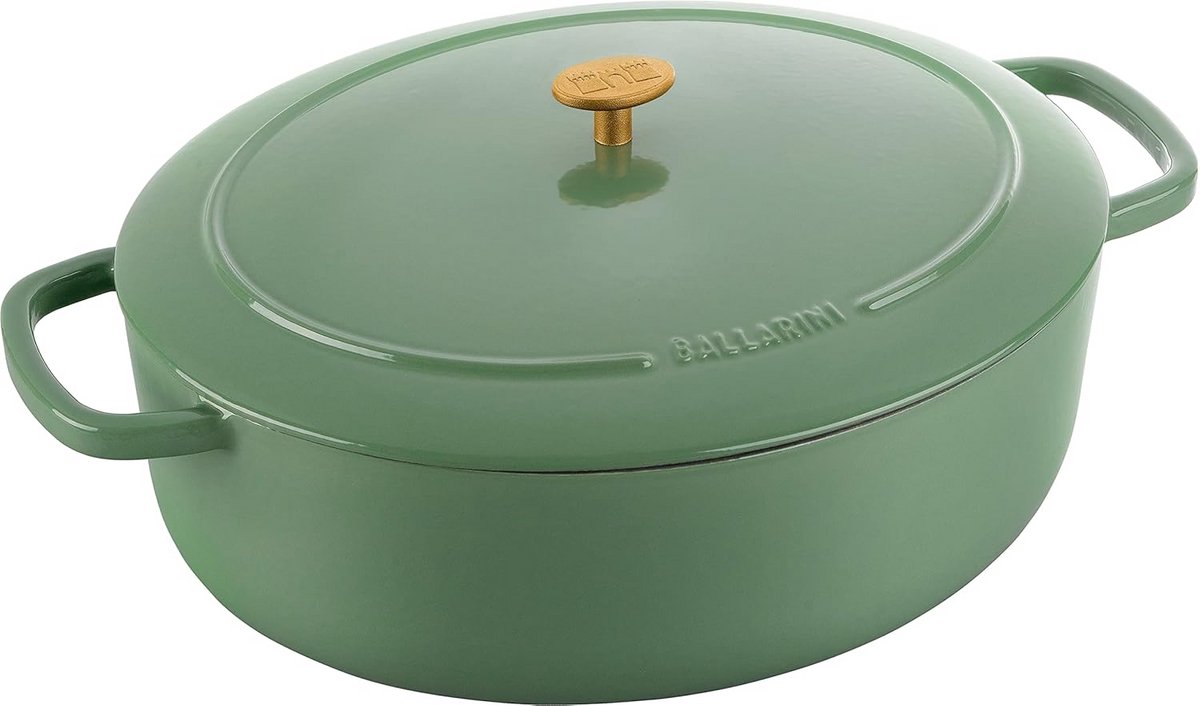 Cocotte Dutch Oven Gietijzeren Braadpan 37 cm - Emaillen Casserole in Groen