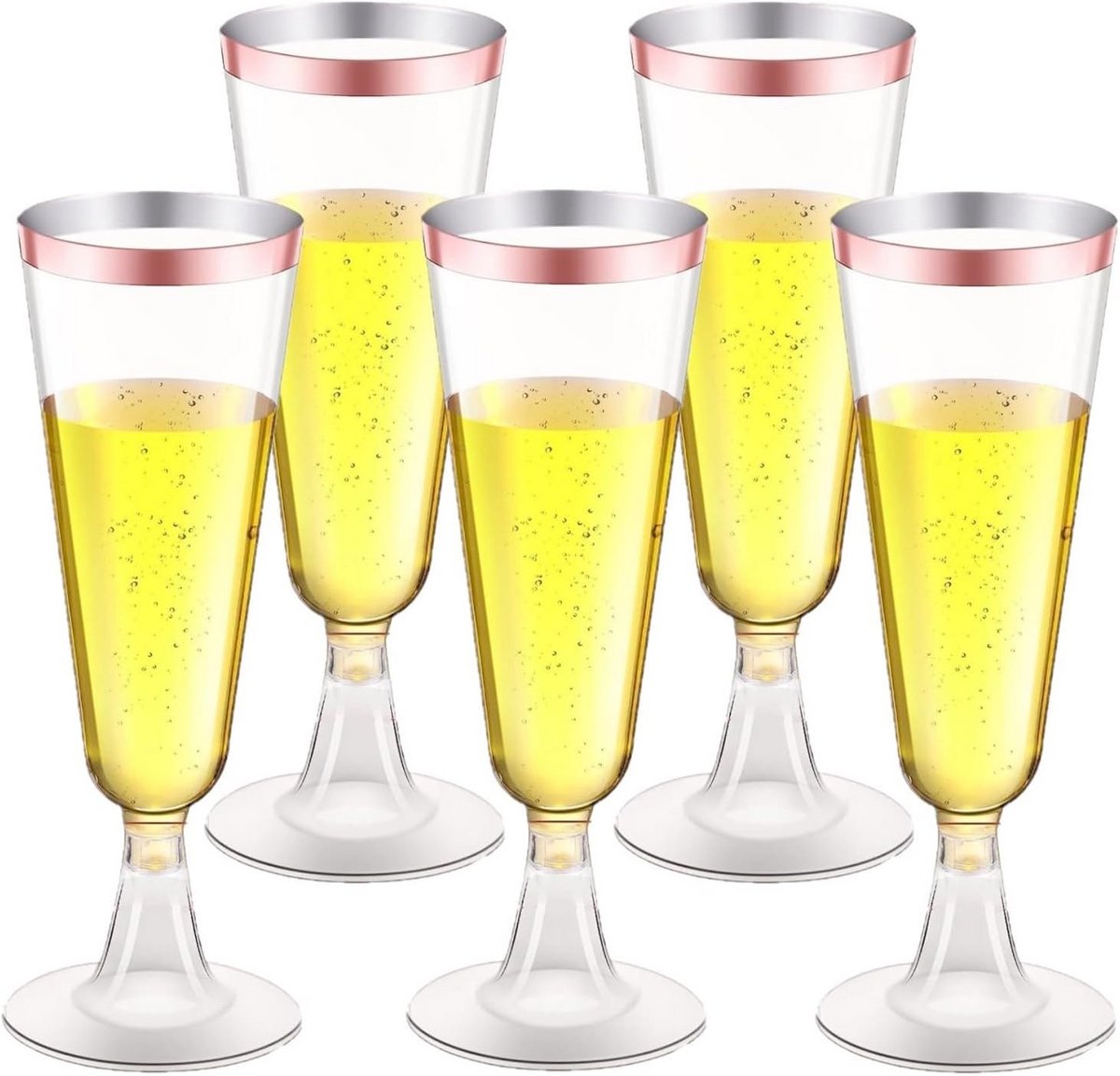 Champagne Fluiten 4 oz met Roze Gouden Rand - 50 Stuks
