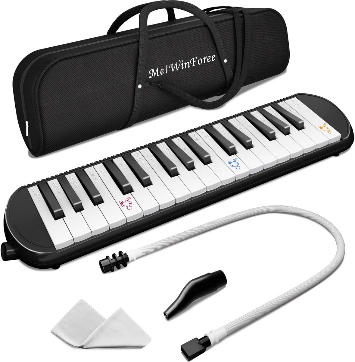 Melodica Instrument - 32-toetsen luchtpiano met draagtas - perfect cadeau voor kinderen, beginners en volwassenen - zwart