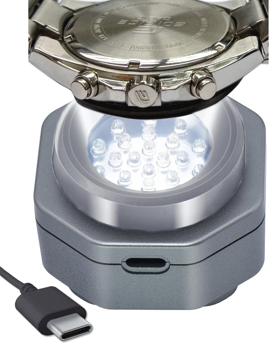 Type-C UV gratis zonne-horloge snellader voor mannen - draagbare batterijlader voor eco zonne-horloges
