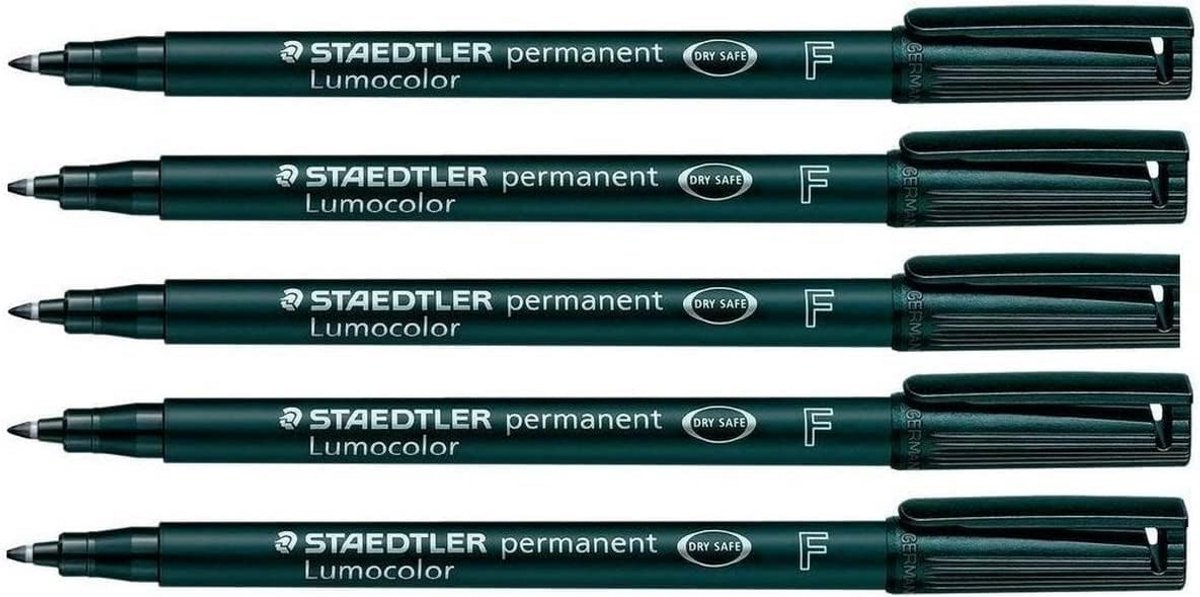 Fijne Permanente Marker Pennen - Waterdichte Smudge Resistant Quick Dry - Zwart - Pack van 5