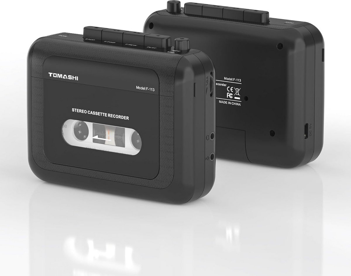 Draagbare Stereo Cassette Speler met Microfoon en Hoofdtelefoon Jack