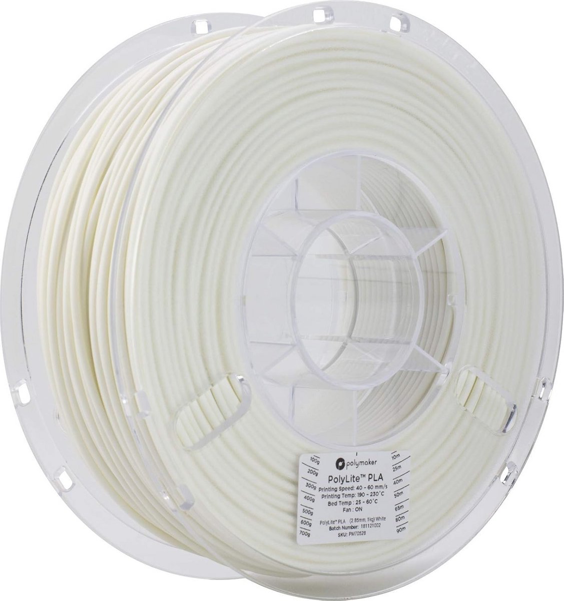 Polylite PLA Filament True White 1.75mm - Hoogwaardige 3D Printing Filament