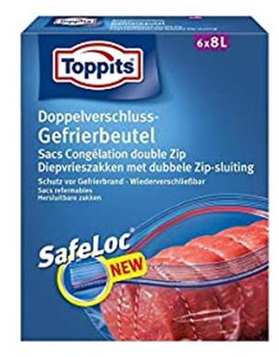 Herbruikbare Vrieszakken met Dubbele Zipsluiting - 8L, Transparant, 6 Stuks