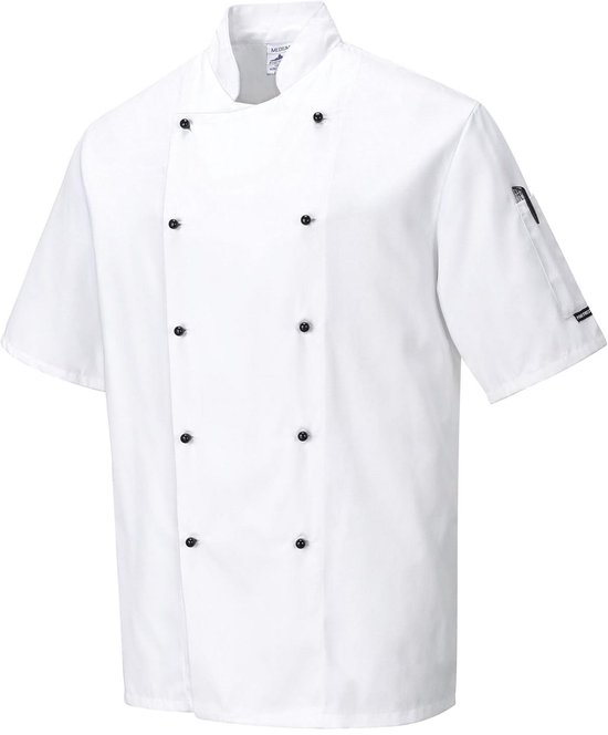 Unisex Korte Mouw Chef Jas Klassieke Chef Broek Werkbroek Hoofd Wrap Chef Bandana, Witte Chef Jas, 4XL