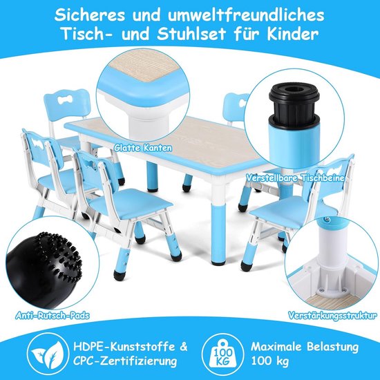 Maxx Kidz - Kindertafel met 2 stoeltjes - Speeltafel Peuters – Wit