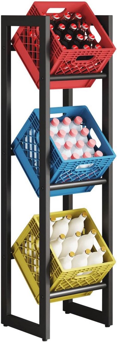 Stand voor Fruit- en Bierkratten met Waterbak en Verdieping - 49 x 32 x 108 cm