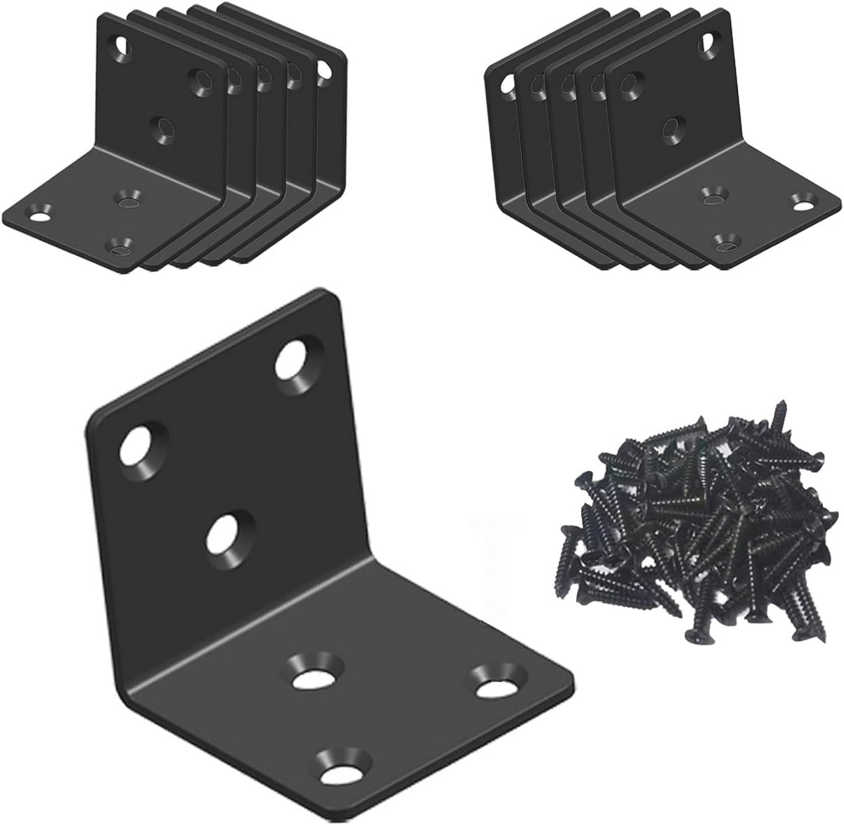 Hoekverbinders 10 stuks 40 x 40 mm Zwart - L-vormige Hoekverbindingen voor Houten Constructies