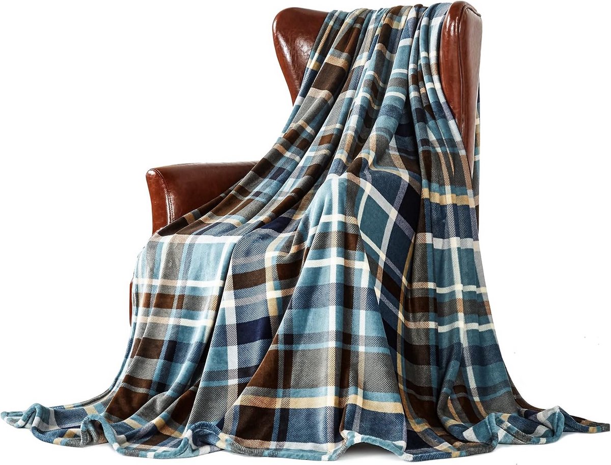 Oversized Fleece Plaid voor Bank en Stoel - Ultra Zacht en Kleurrijk Sierkleed 150x230 cm Blauw