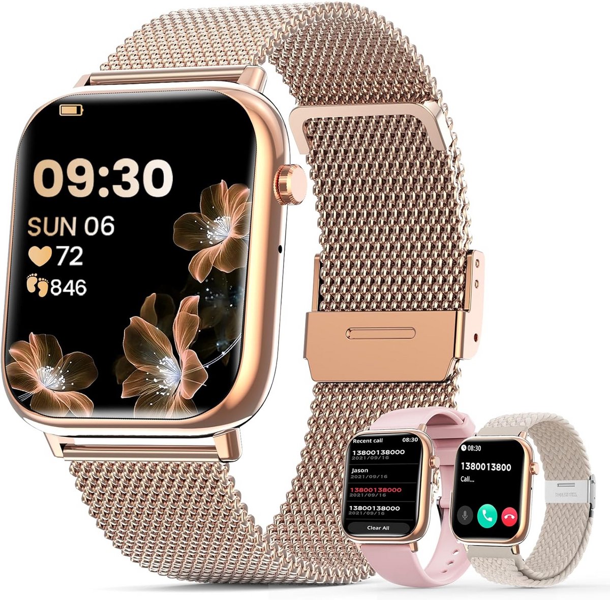 Dames Smartwatch met Bluetooth Bellen, 100+ Sportmodi, Hartslagmeter en IP68 Waterdicht