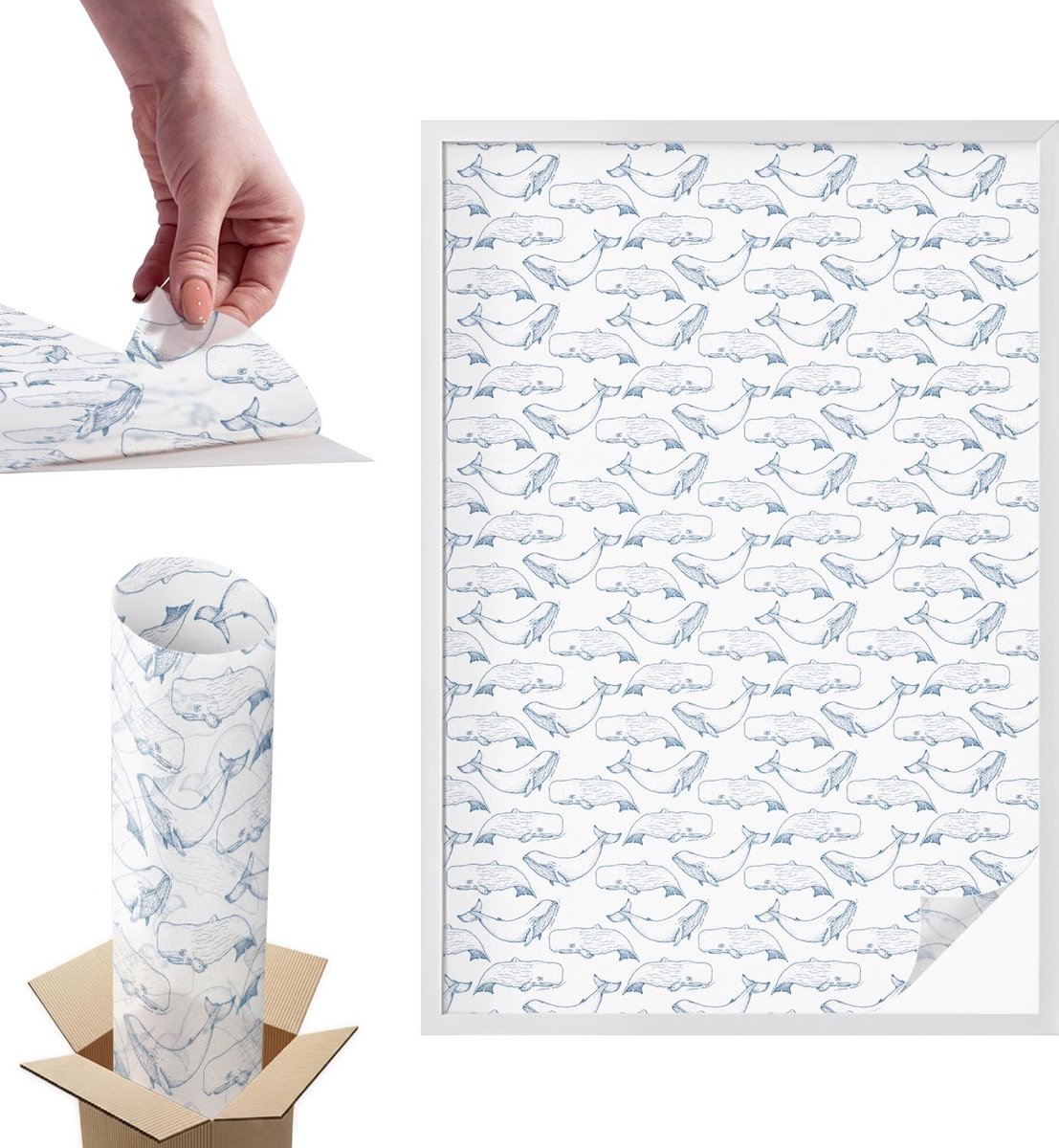 TULUP Raamfolie Anti inkijk - Inspiratie uit de zee Anti inkijk Raamfolie - 100x146 cm - Wit Raamfolie Tegen inkijk - Zelfklevende Anti inkijk Folie Glas in Lood - Voor de badkamer, slaapkamer, hal - Zonwerende Raamfolie Glas in Lood Wit - Inspiratie uit de zee