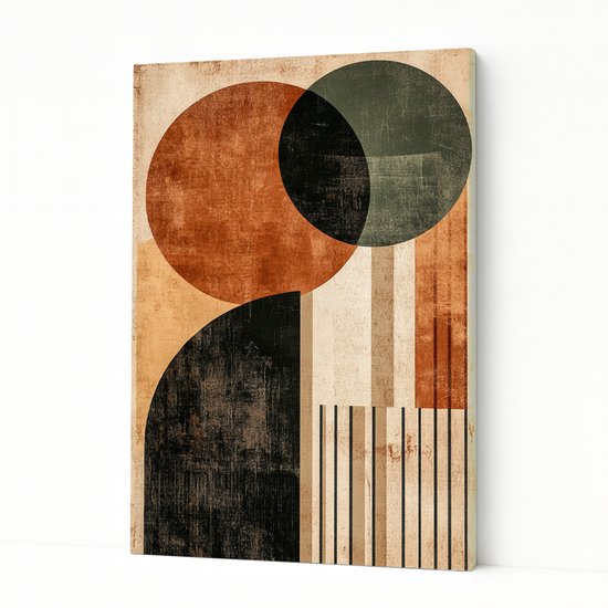 Cirkels en vlakken - Kunstwerk slaapkamer - Wandkunst woonkamer - Muurdecoratie kamer - Wanddecoratie canvas - Canvas schilderij 40x60 cm