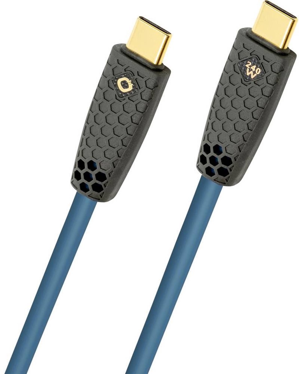 Oehlbach D1C9577 USB-C-kabel USB-C stekker 2 m Petrol Afscherming gevlochten, TPE-mantel