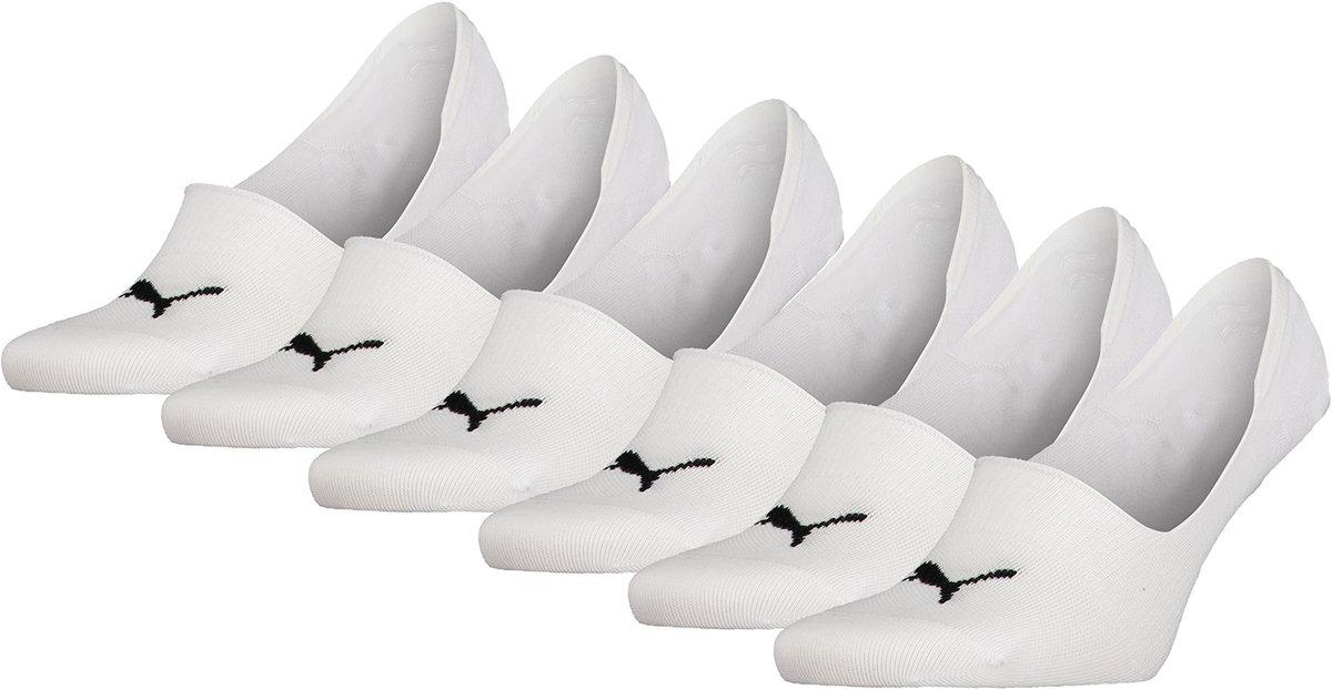 Puma Mid Cut Footie Sokken Senior 6-pack Wit