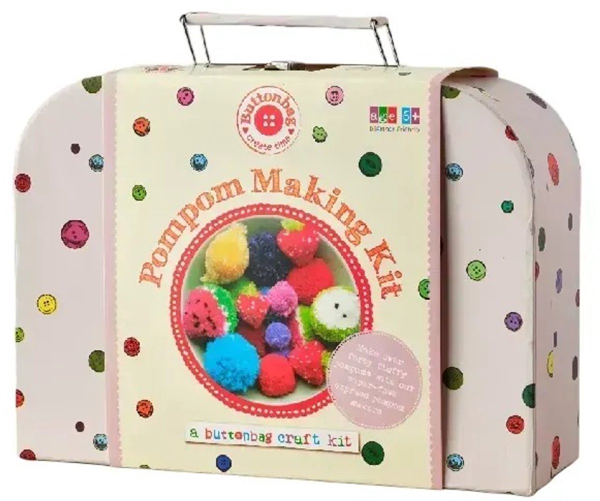 Buttonbag knutselkoffer pompom maken - creatieve speelgoedset voor kinderen.
