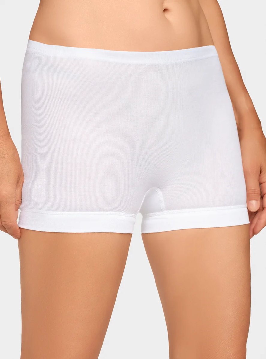 Taille directior - dames short 148 katoenen boord - Senioren ondergoed - Vrouwen boxershort korte pijpjes - Zachte boorden - 42 - Wit