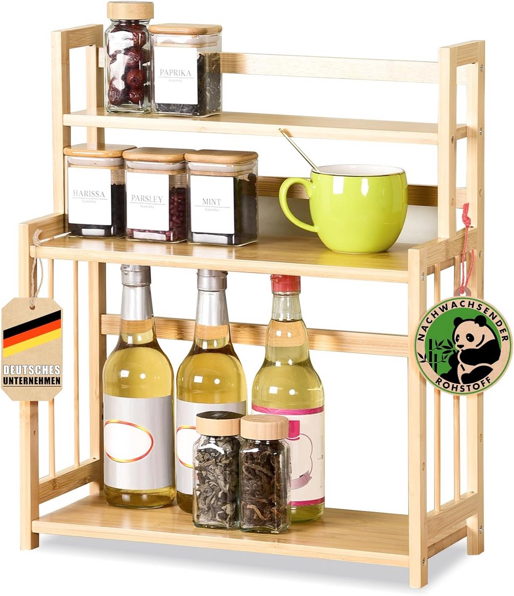 Kruidenrek Bamboe Keuken Organizer Staand voor Kruidenpotjes