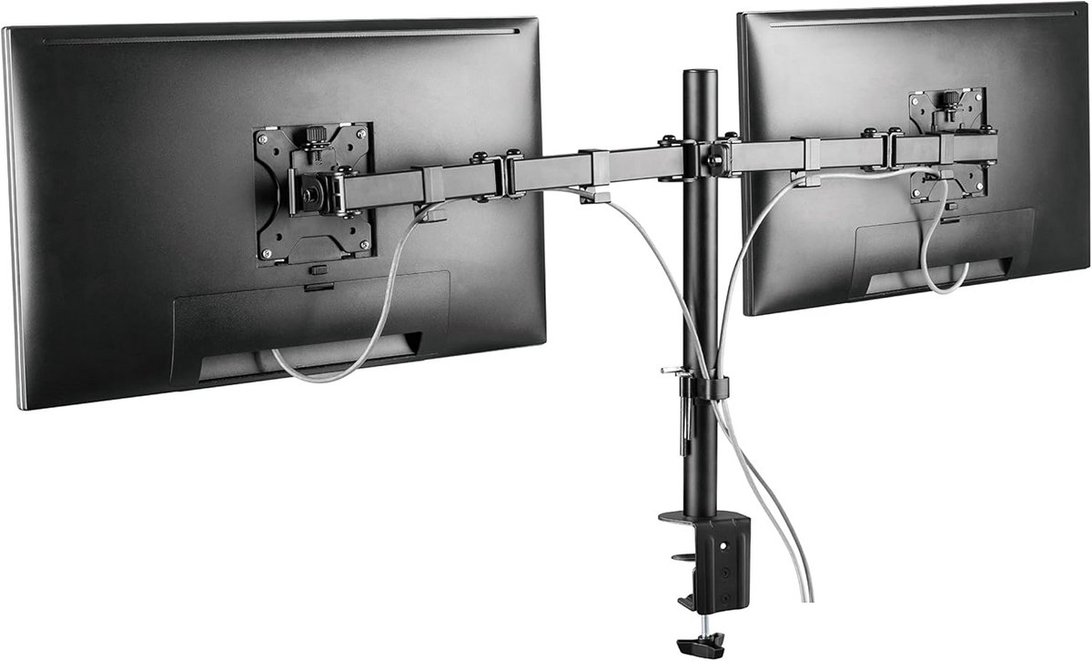 Dubbele Monitor Arm voor Bureau - Verstelbaar en Kantelbaar voor 13 t/m 32 inch Schermen