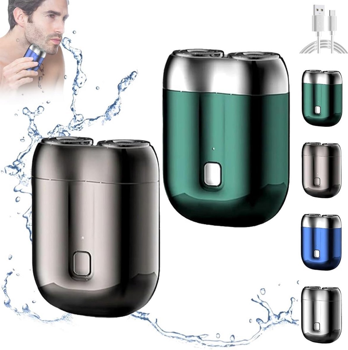 Draagbaar Elektrisch Scheerapparaat voor Mannen Oplaadbaar USB IPX7 Waterdicht