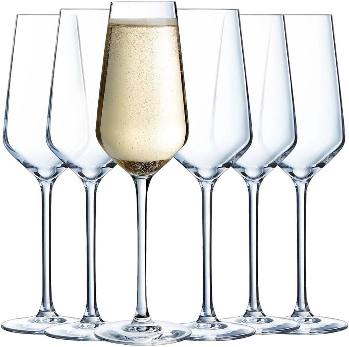 Set van 6 Kristallen Champagneglazen 21 cl voor Feestelijke Momenten