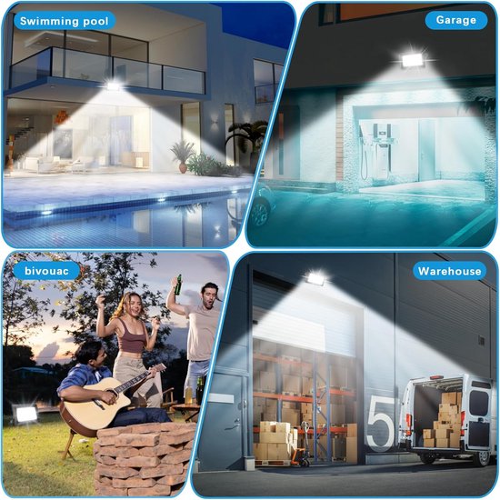SKYWORLD 2 Stuks LED-Spot Buiten, 100W 10000LM Superheldere LED-Schijnwerper Buitenspot, 3000K warmwit IP66 Waterdichte Buitenlamp voor Achtertuin, Garage, Gang, Tuin, Binnenplaats