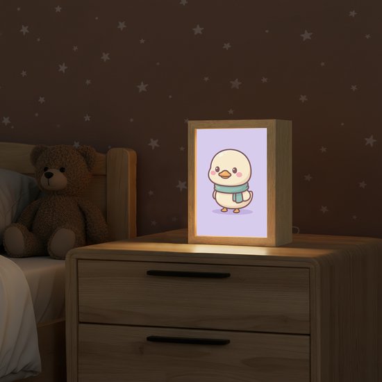 Nachtlampje 15x20 cm - Kinder lampje - Eend - Sjaal - Paars - Tafellamp kinderkamer - Slaapkamer lamp - Bedlamp kinderen - Kinderlampje stopcontact - Wandlamp babykamer - Nachtlampjes van Merkloos — afbeelding 2