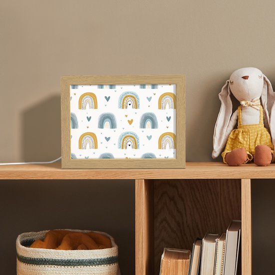 Nachtlampje 20x15 cm - Kinder lampje - Patroon - Regenboog - Hartjes - Tafellamp kinderkamer - Slaapkamer lamp - Bedlamp kinderen - Kinderlampje stopcontact - Wandlamp babykamer - Nachtlampjes van Merkloos — afbeelding 3
