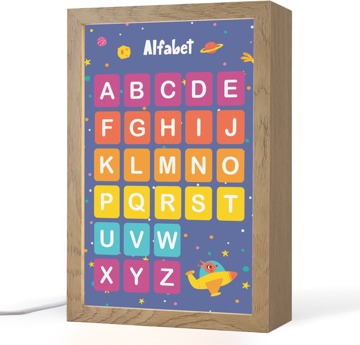 Nachtlampje 20x30 cm - Kinder lampje - Alfabet - Educatief - Letters leren voor kinderen -