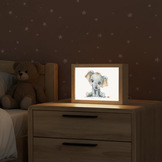 Nachtlampje 20x15 cm - Kinder lamp - Olifant - Baby dier - Tafellamp kinderkamer - Slaapkamer lamp - Bedlamp kinderen - Kinderlampje stopcontact - Wandlamp babykamer - Nachtlampjes van Merkloos — afbeelding 2